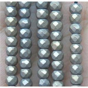 faceted rondelle matte hematite beads, lt.gold electroplated, approx 3x4mm