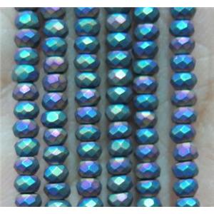 matte hematite beads, faceted rondelle, rainbow electroplated, approx 2x3mm