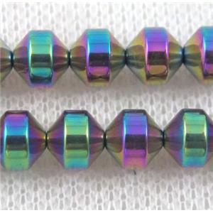 rainbow hematite awl beads, approx 4mm dia