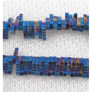 hematite beads, leaf, blue, approx 7x1mm