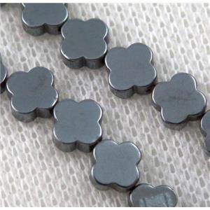 black Hematite Clover Beads, approx 10mm dia