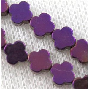 purple Hematite Clover Beads, approx 10mm dia