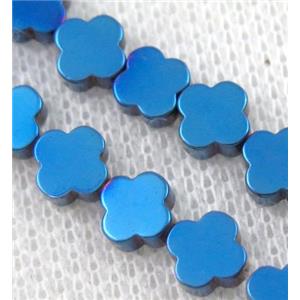 blue Hematite Clover Beads, approx 13mm dia