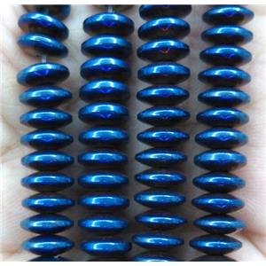 hematite disc heishi beads, blue electroplated, approx 3x8mm