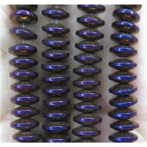 hematite heishi beads, disc, purple electroplated, approx 3x10mm