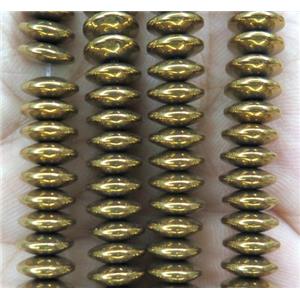 hematite disc heishi beads, gold plated, approx 3x10mm