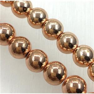 round hematite beads, rose gold, approx 4mm dia