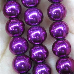 hotpink firelacquered Hematite Beads, round, approx 6mm dia