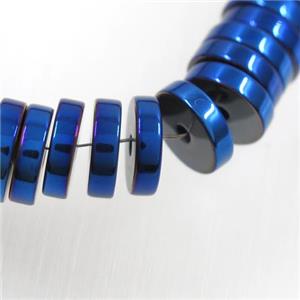 blue Hematite heishi spacer beads, approx 2x12mm