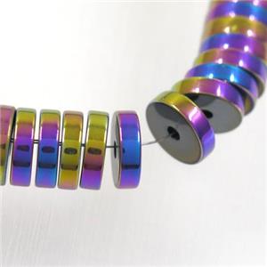 rainbow Hematite heishi beads, approx 2x6mm