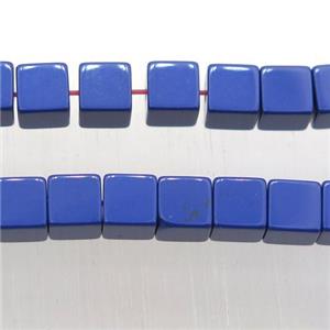 Taiwan Hokutolite Beads, cube, blue treated, approx 4x4mm