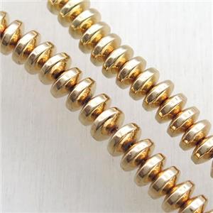 light gold electroplated Hematite wheel Beads, approx 3x4mm