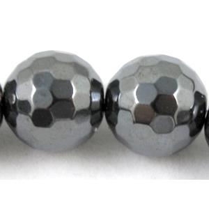 faceted round black Magnetic Hematite Beads, 4mm dia, approx 100pcs per st