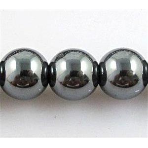 round black Magnetic Hematite Beads, 14mm dia, approx 28pcs per st