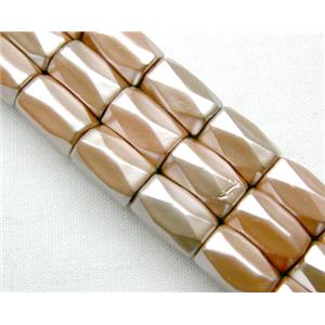 Hematite Magnetic Facet Tube Beads, 5x8mm, 50 beads per st.
