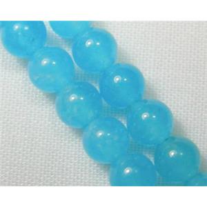 Jade beads, Round, aqua, 6mm dia, 65pcs per st