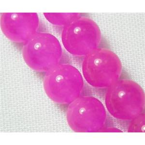 round Jade Beads, hot-pink, 6mm dia, 65pcs per st