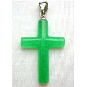 Green Jade Cross Pendant, 23x16.5mm