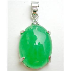 Green Jade oval Pendant, 15x23mm