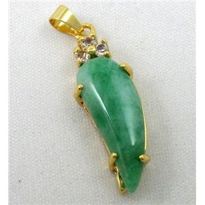 malaysian jade pendant, capsicum, approx 10x30mm