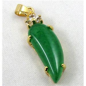 malaysian jade pendant, capsicum, approx 10x30mm