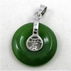 malaysian jade pendant, rondelle, approx 18mm dia