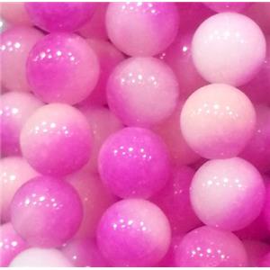 Jade beads, Round, hot-pink, 12mm dia, approx 32pcs per st