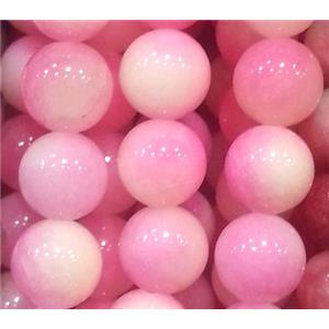 Jade beads, Round, rich-pink, 6mm dia, approx 66pcs per st