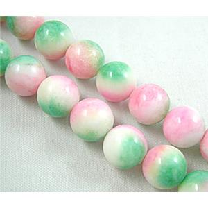 Jade Beads, round, multi color, 8mm dia, 50pcs per st