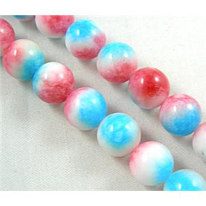 Jade beads, Round, mix color, 10mm diameter,40pcs per strand