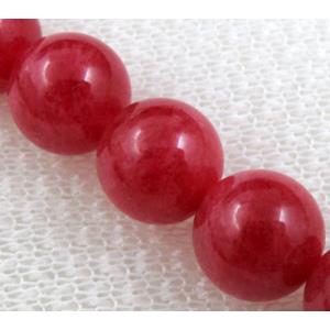 Jade beads, Round, Red, 10mm dia,40 pcs per st