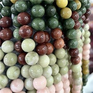 round Malaysia Jade Beads, mixed color, approx 8mm dia