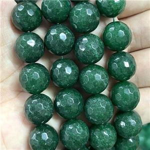 Green Jade Beads Faceted Round Dye, approx 16mm dia