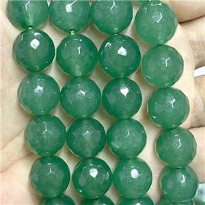 Green Jade Beads Faceted Round Dye, approx 12mm dia