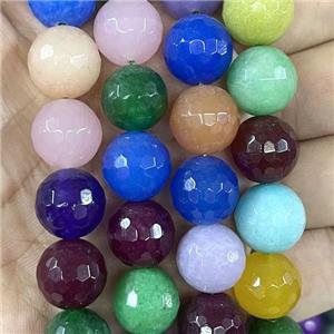 faceted round Malaysia Jade Beads, mixed color, approx 14mm dia