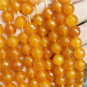 ambergold Jade Beads, faceted round, b-grade, approx 10mm dia