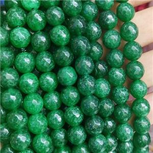 green Jade Beads, faceted round, b-grade, approx 10mm dia