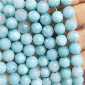 aqua Jade Beads, faceted round, b-grade, approx 10mm dia