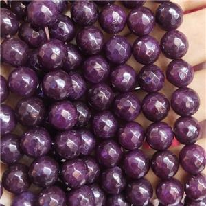 purple Jade Beads, faceted round, b-grade, approx 10mm dia