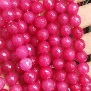 hotpink Jade Beads, faceted round, b-grade, approx 10mm dia