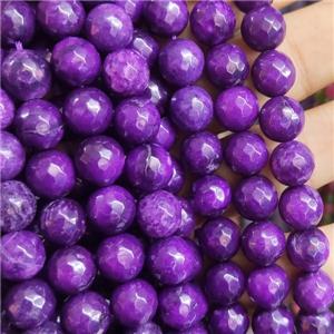 purple Jade Beads, faceted round, b-grade, approx 10mm dia