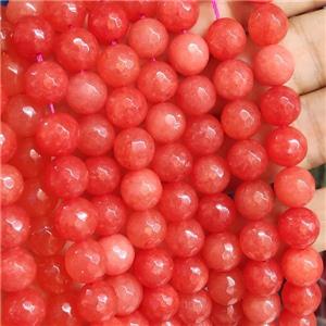 orange Jade Beads, faceted round, b-grade, approx 10mm dia