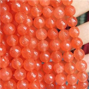 orange Jade Beads, faceted round, b-grade, approx 10mm dia