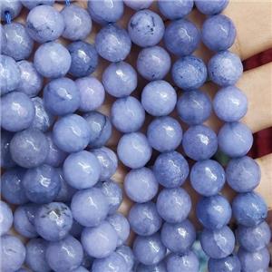 blue Jade Beads, faceted round, b-grade, approx 10mm dia