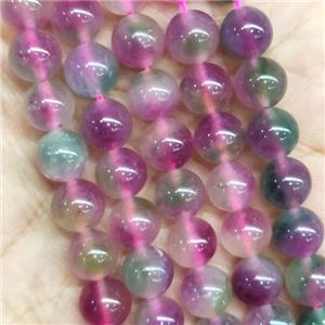 round Jade Beads, fuchsia, dye, approx 8mm dia
