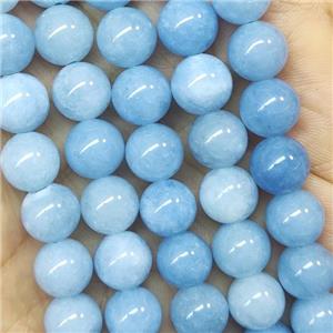 round blue Jade Beads, dye, approx 10mm dia
