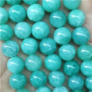 round Jade Beads, green dye, approx 10mm dia