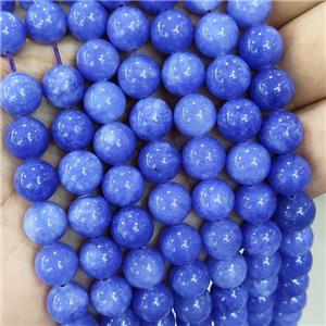 round Jade Beads, royalblue dye, approx 10mm dia