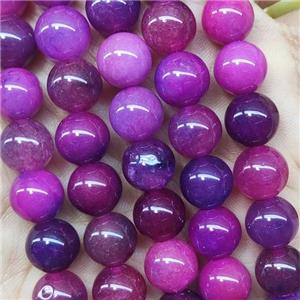 round fuchsia Jade Beads, dye, approx 10mm dia