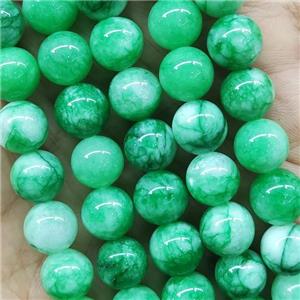 round lt.green Jade Beads, dye, approx 10mm dia